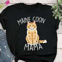 Maine Coon Mama T Shirt Women Cat Lover Cute Pet Mom Red Ginger