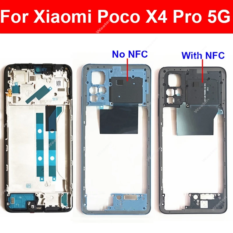 샤오미 포코 X4 프로 X4Pro 5G 중간 하우징 전면 LCD 프레임 베젤 홀더 중간 하우징 커버 예비 부품 수리용