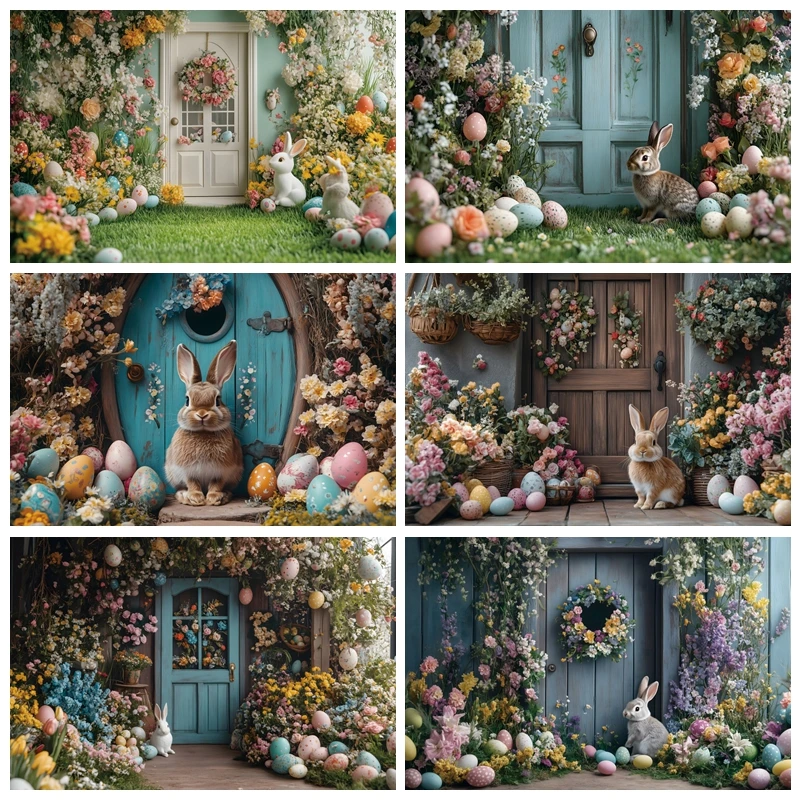 

Spring Easter Backdrops for Photography Bunny Eggs Flower Baby Portrait Photographic Backgrounds Studio Shoots Photocall Props