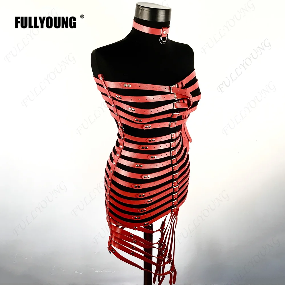 Sexy Harness Full Body PU Leather Garter Belt Women Lingerie Bondage Chest Leg Belt Goth Stockings Luxury Dress Sword Belt