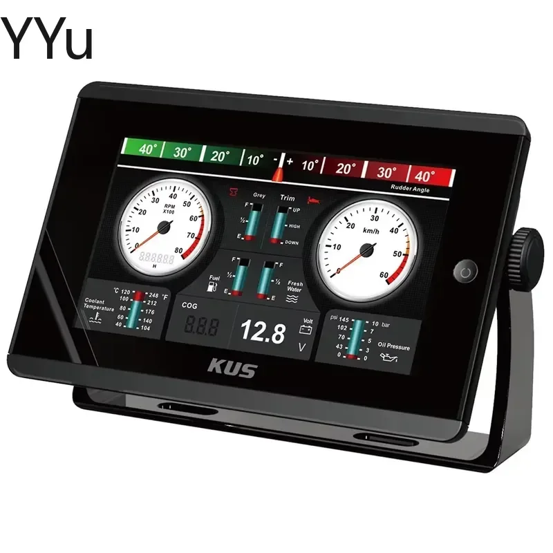 for KUS Universal 7 Inch Dual Engine Data Monitor Gauge Panel J1939 NMEA 2000 Network Compatible Marine Boat Ship Display