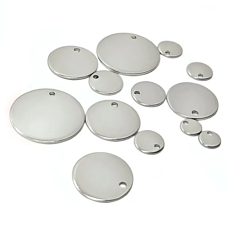 50-10Pcs/lot Stainless Steel Charms 6/8/10/12/15/18/20/25/30mm Round Stamping Blank Dog Tag Pendants Necklace For Jewelry Making