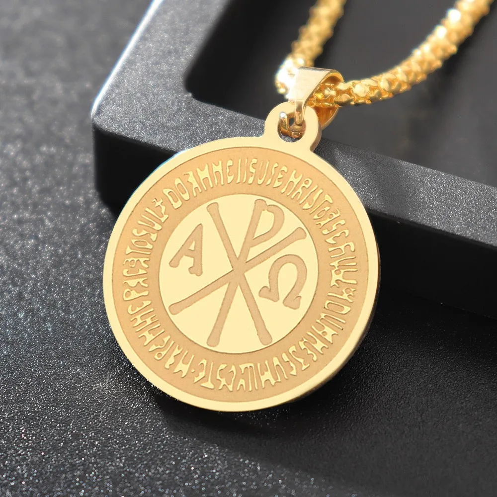 

Trend Round Stainless Steel Constantine Cross Pendant Charm Men's Necklace Christmas Gift Valentine's Day Gift Jewelry Accessori