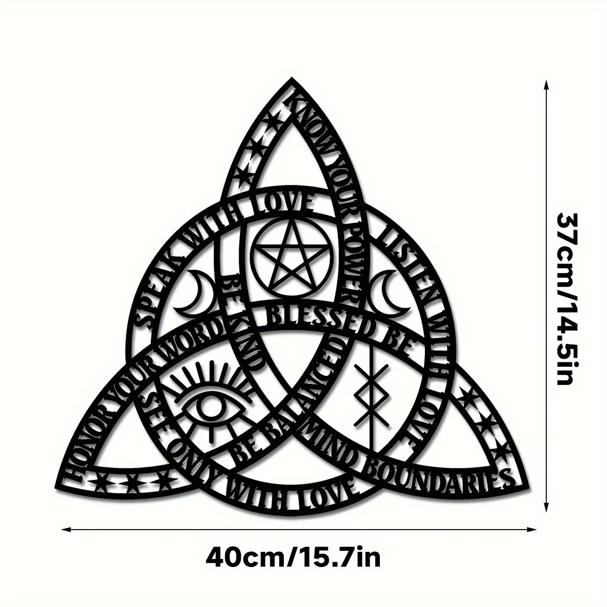 1pc Good Witch Knot Metal Wall Art, Three-Leaf Knot Design with Celtic Knot Patterns, Irish Wall Decoration