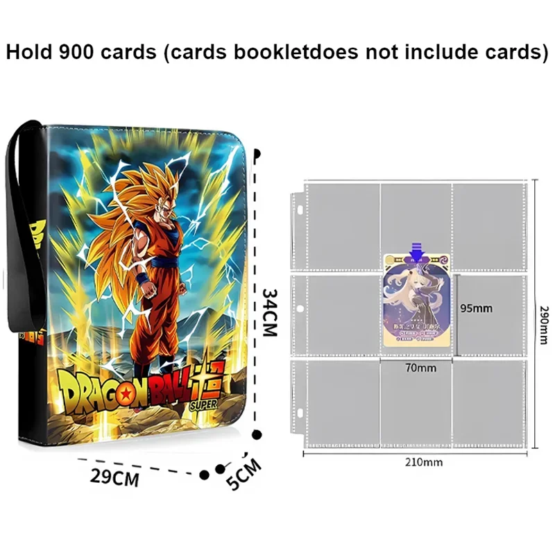 900 PCS Dragon Ball Son Goku Vegeta Frieza Card Album Book Game Card Holder Binder VMAX Game Card Collection Kids Toys Gifts