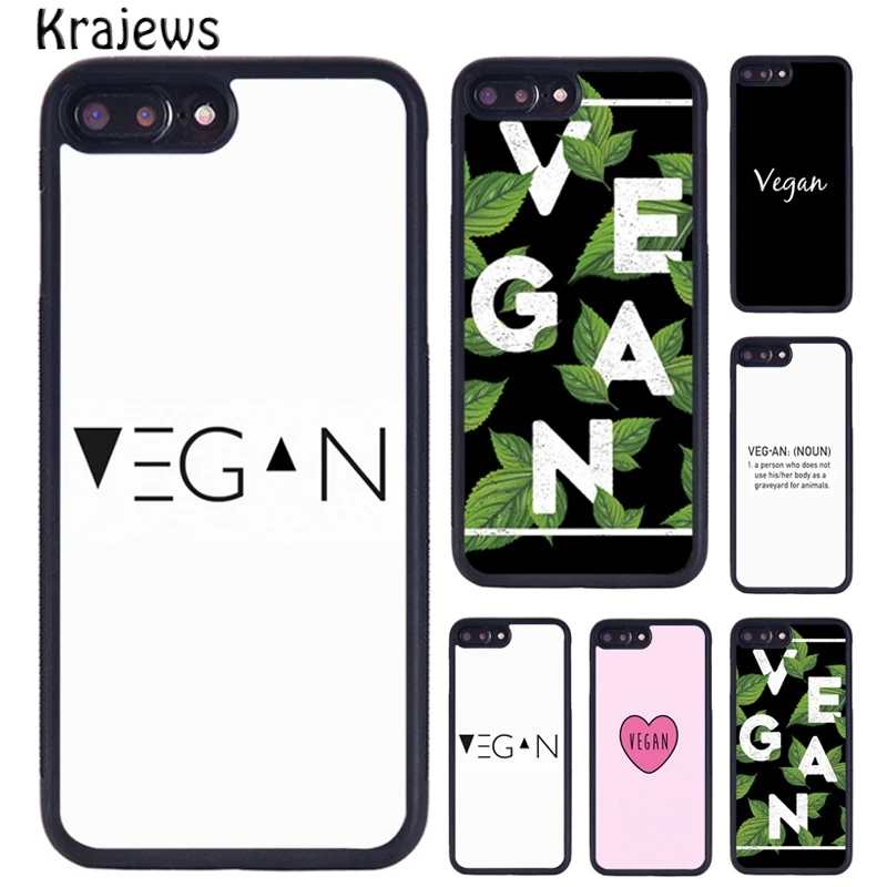 Krajews VEGAN VEGGIE Soft Rubber Phone Case For iPhone 16 15 14 Plus 11 12 mini 13 Pro X XR XS Max cover shell coque