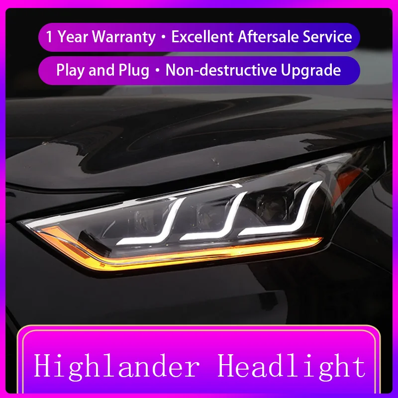 

Car Headlight Styling FOR Toyota 2022-2023 Highlander Front Light DRL Head Lamp Dynamic LED HID Projector Lens Auto Accessories