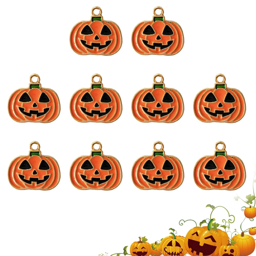 

10Pcs Alloy Pumpkin Pendant DIY Jewelry Making Charms Set Colorful Fashion Necklace Bracelet Accessories for Gift Keychain
