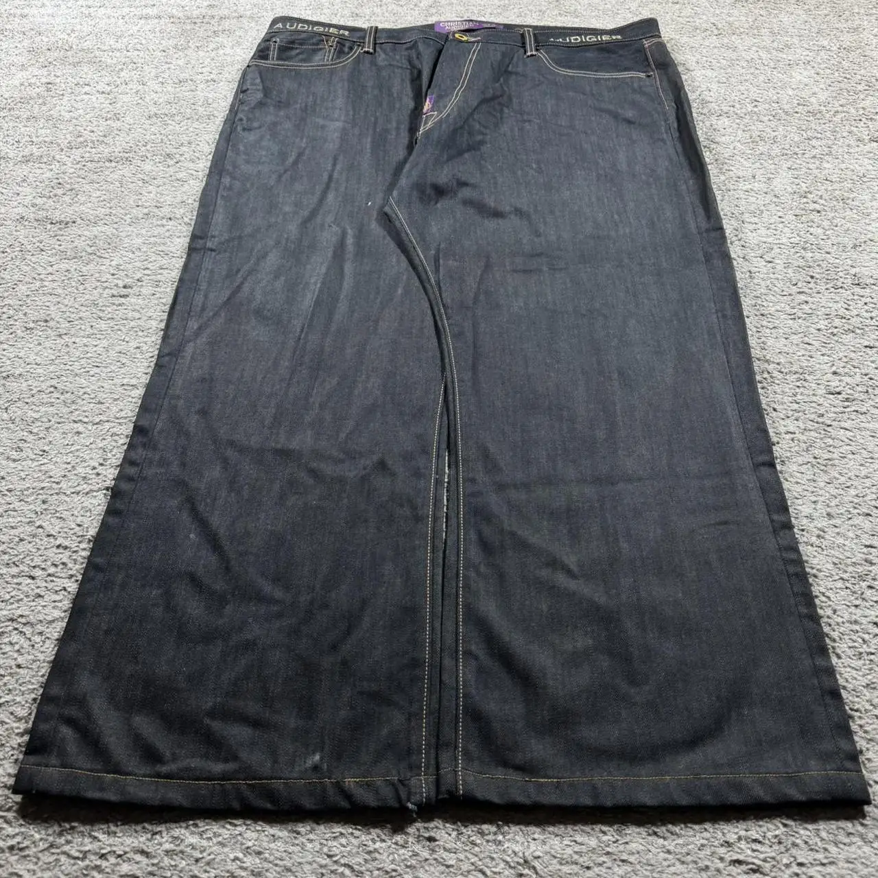 Y2K-pantalones vaqueros de pierna ancha relajados, diseño bordado de Buda, estilo callejero, vaqueros con estampado de pierna recta de cintura alta inspirados en Harajuku