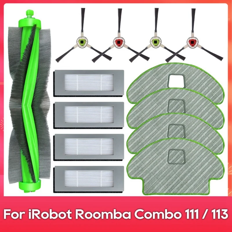 ABWQ لـ Irobot Romba Combo 111 / 113 / R 113840 فرشاة جانبية رئيسية فلتر Hepa ممسحة ملابس روبوت ملحقات أجزاء المكنسة الكهربائية