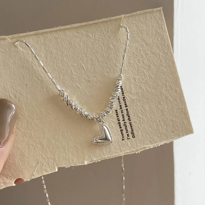 

New 925 Sterling Silver Heart Necklace Exquisite Simple Heart Shape Woman Necklace Birthday Party Gift Exquisite Jewelry