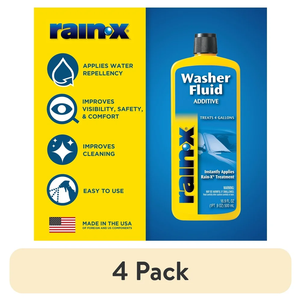 

4 Pack Windshield Washer Fluid Additive Streak Free Visibility Cleaner Repel Rain Enhanced Safety Clear Driving Experience 16.9
