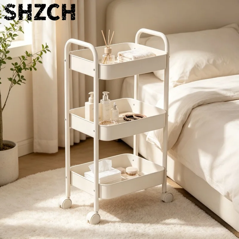 Heavy Dut/y Rolling Storage Cart Carbon Steel Mobile Organizer for Living Room Kitchen Space Saving Baby Toy & Snack Shelf