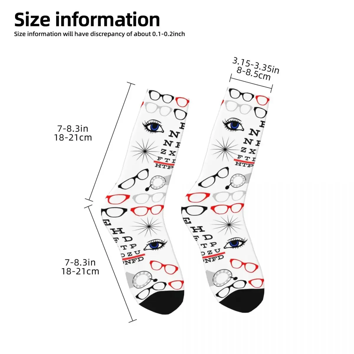 Ophthalmologist Optician Eye Clinic Fun Design Socks Harajuku Stockings All Season Long Socks Accessories for Unisex Gifts