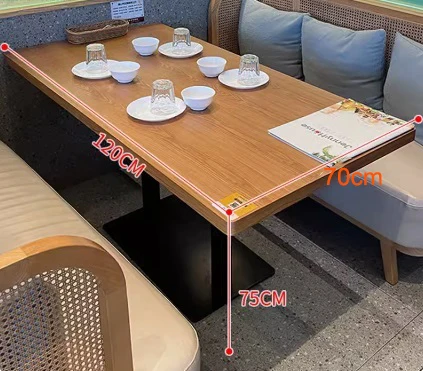 /Commercial table and chair combination retro solid wood rattan restaurant dining chair table set