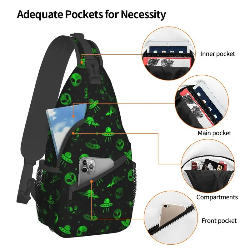 UFOs And Aliens Sling Crossbody Chest Bag Men Cool Shoulder Backpack for Traveling