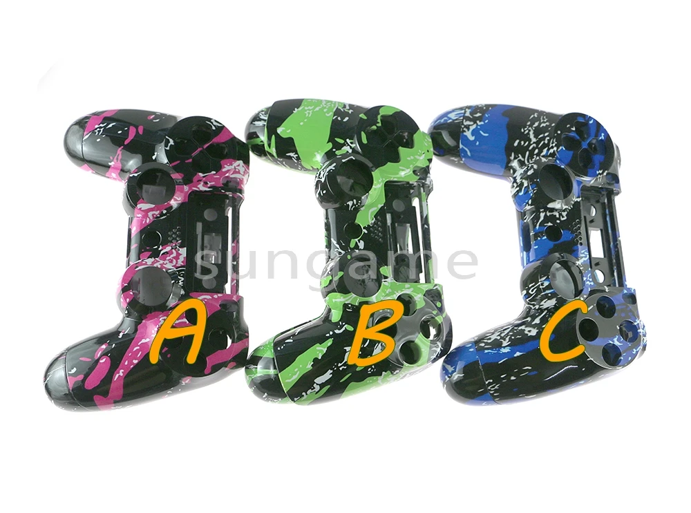 10sets For PS4 JDS-001/010 Controller Front Back Camouflage Housing Shell Case with Full Set Buttons Replacement Parts Joystick