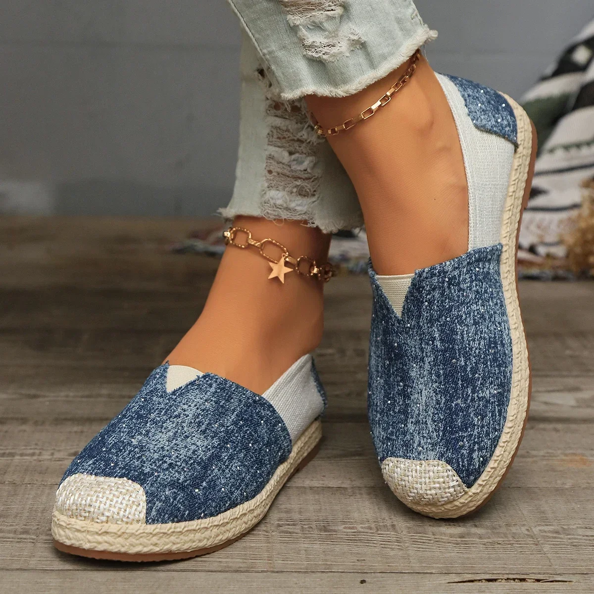 2024 New Summer Autumn Women Canvas Shoes Breathable Casual Shoes Slip-On Hemp Shoes Graffiti Espadrilles Women Footwear Flats