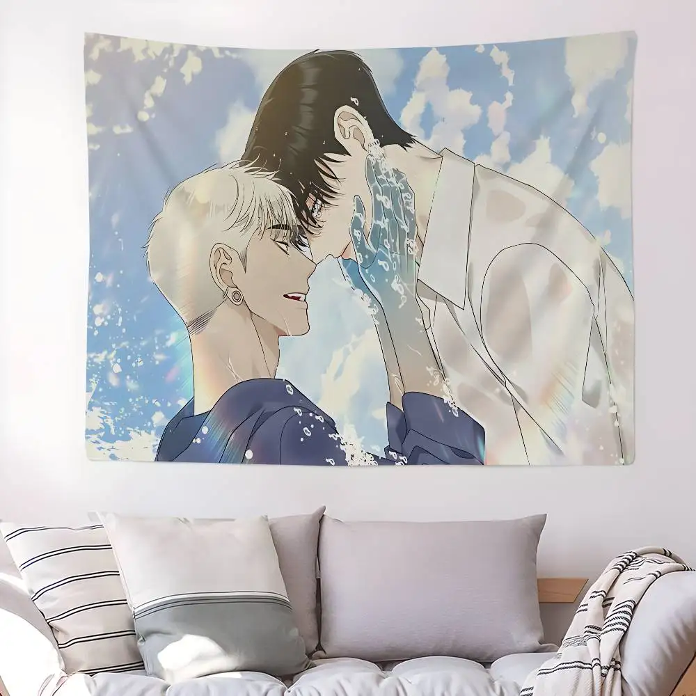 Korean Manhwa BL Anime DIY Wall Tapestry Hanging Tarot Hippie Wall Rugs Dorm Home Decor