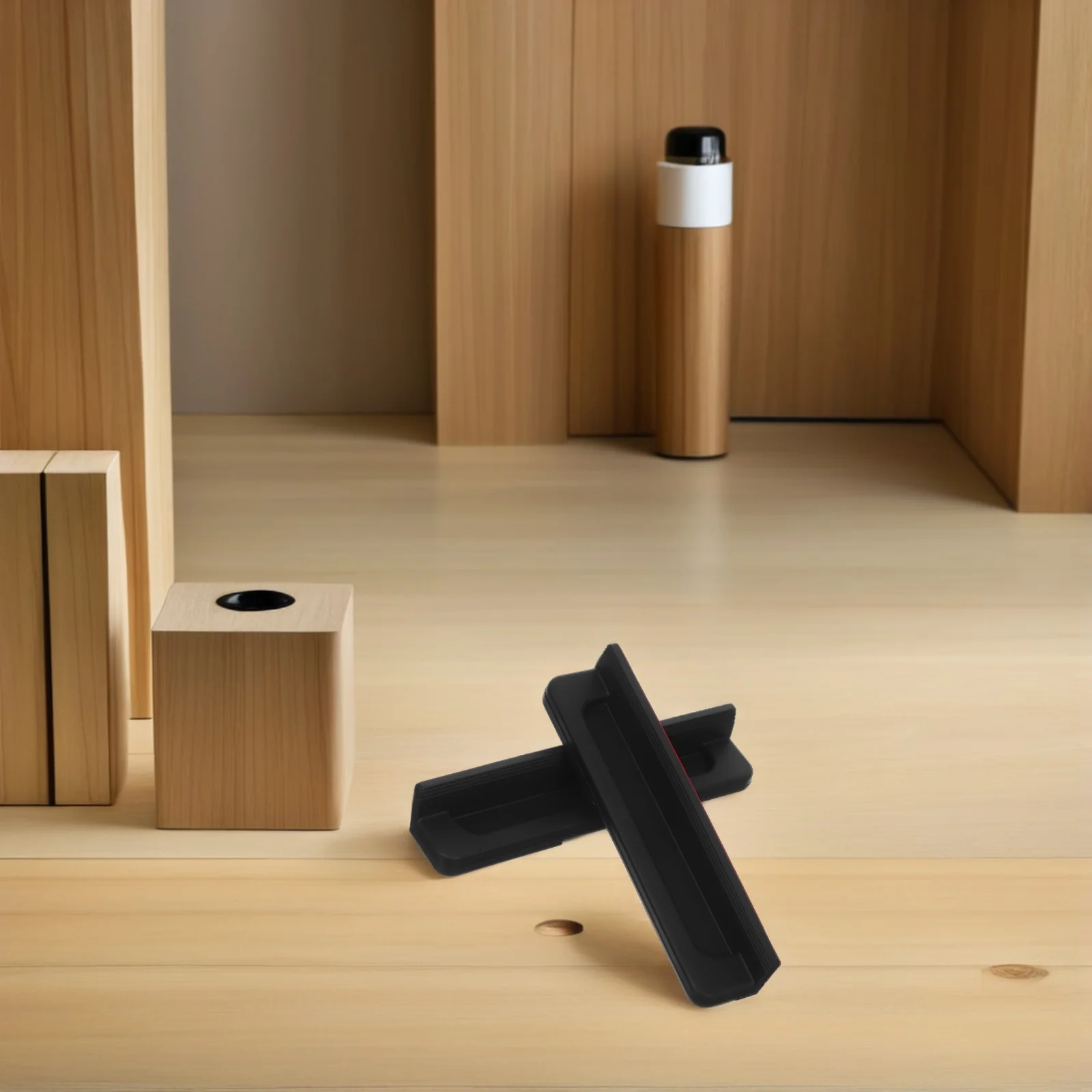 

2Pcs Black Foot Pull Handle for Trash Drawer - Sleek Modern Design - Hands-Free Cabinet Opener - Touchless Kitchen Garbage