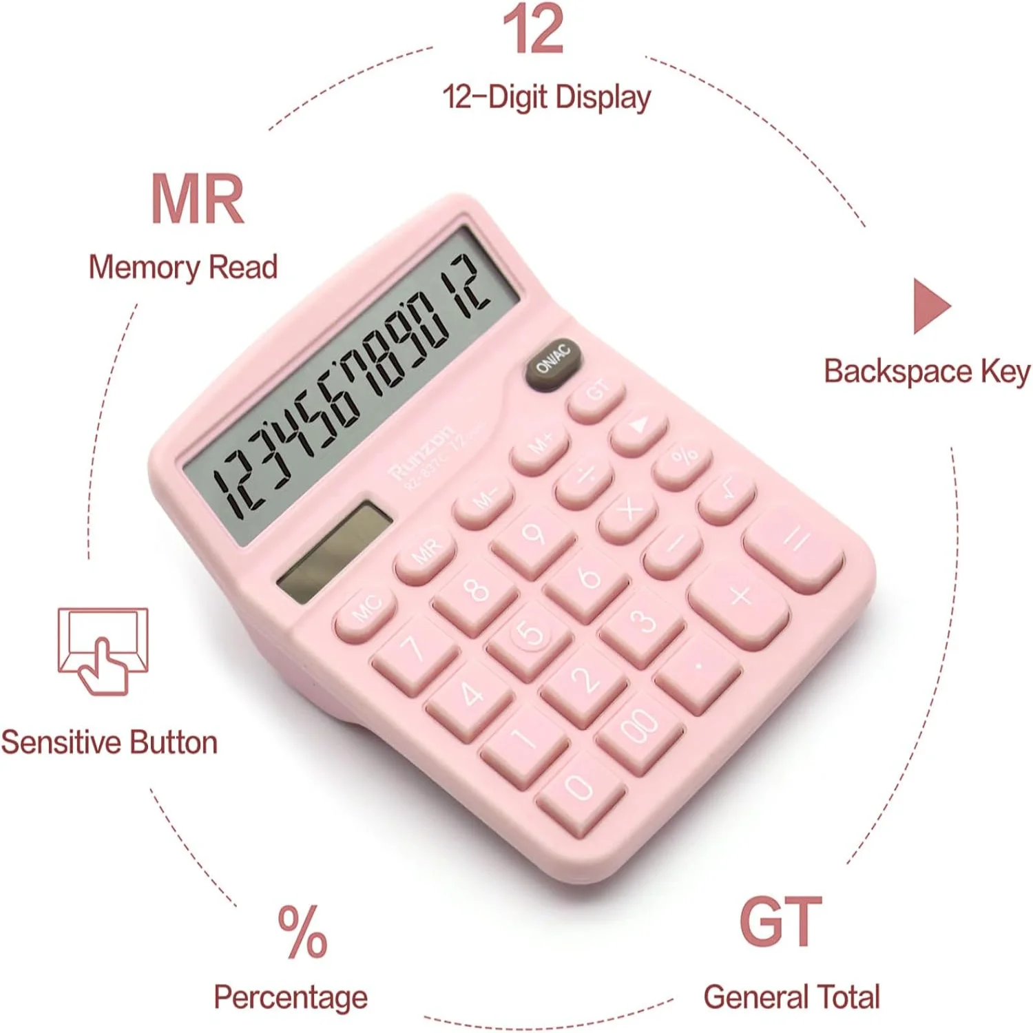 Calculator,  Office Calculator, Desktop Calculator 12 Digit with Large LCD Display, Office Supplies with Sensitive Button Desk A