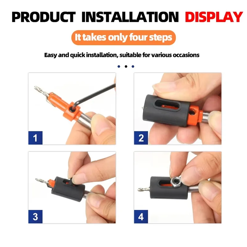 ABWR-カウンターシンクドリルビットセット(5個)、木工用に8mm調整可能、カウンターシンクドリルビットが含まれています