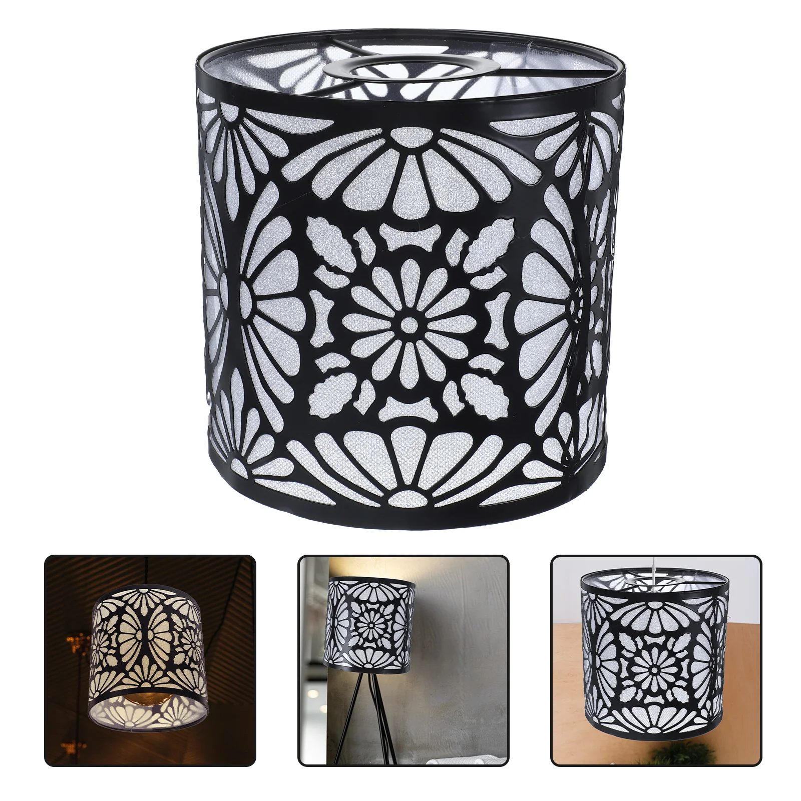 

Lamp Shade Chandelier Accessories Ceiling Desk 1450X1450X1400CM Vintage Pendant Light Shades Only Black Metal Cover Drum