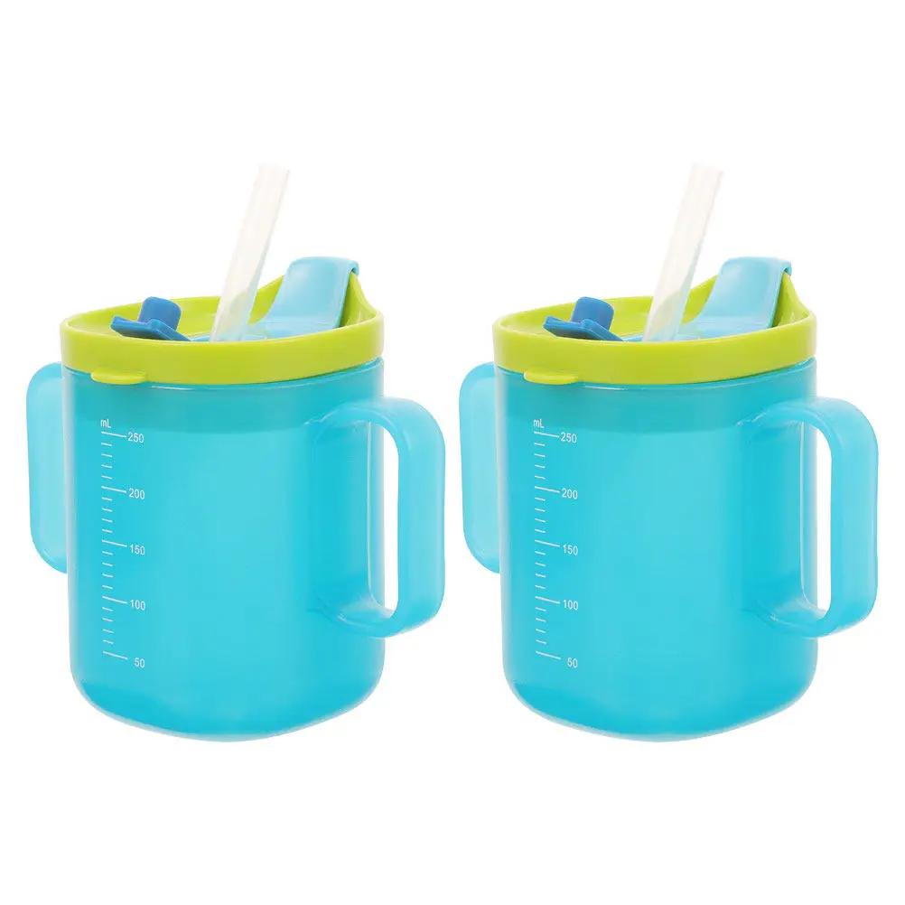 

2Pcs Infant Toddler Drinking Cups Dual Use Straw Spout Training Cups Clear Measurement for Independent Drinking and Elderly Care