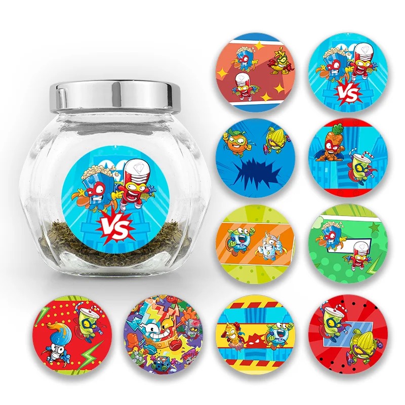 Cartoon Game Superzing Round Sticker Children\'s Birthday Party DIY Gift Sealing Stickers Funny Sticker Decoration Prize Supplies