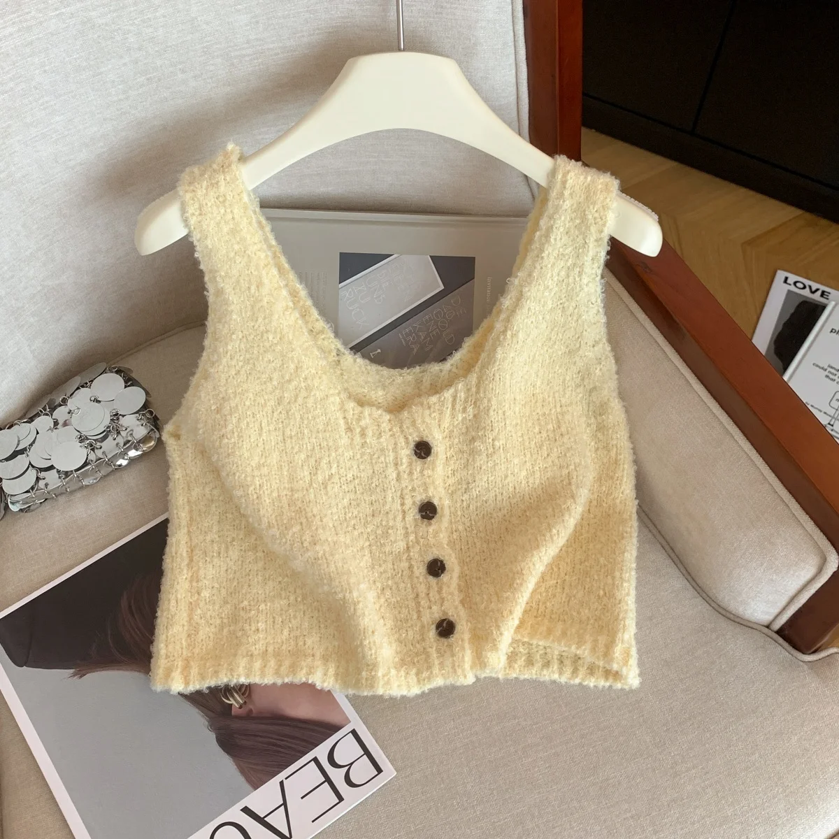 

Мягкий женский жилет Sweet Sle ort, модный топ конфетных цветов для многослойных образов, осенняя новинка, универсальный, маленький размер