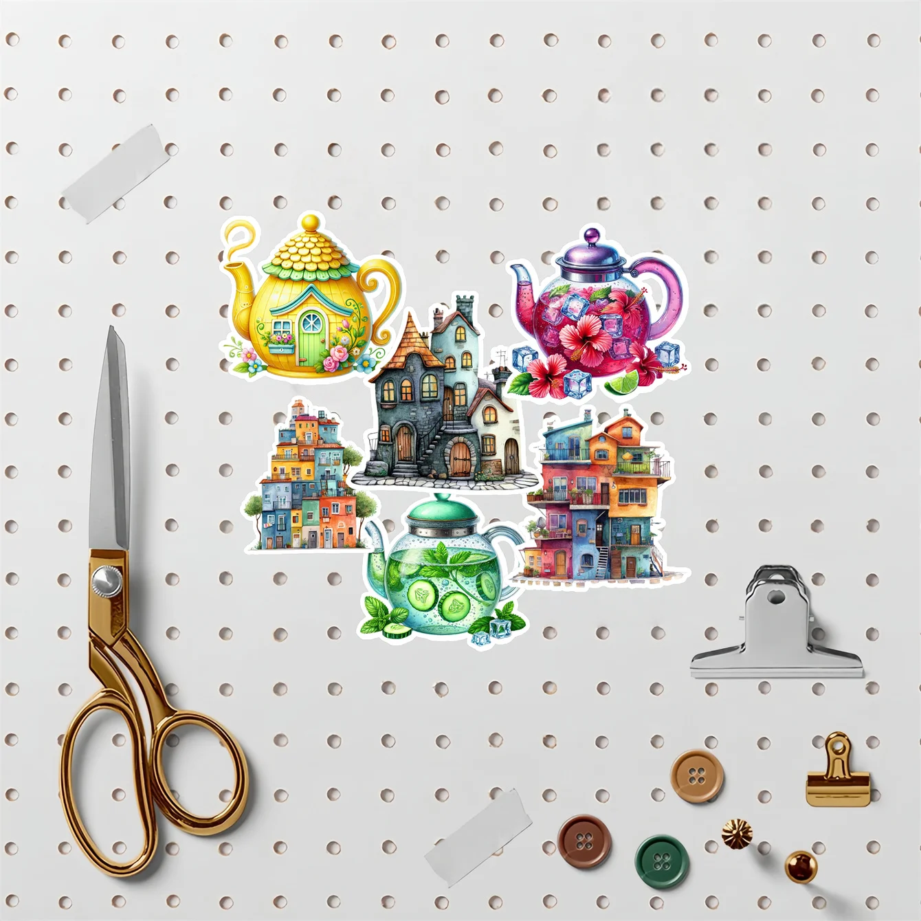 18pcs Creative Self-made Fruit Flower Tea Kettle Scrapbooking Stickers/decorative /DIY Craft Photo Albums Planner Stickers