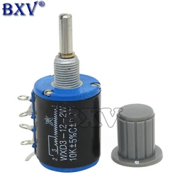 1SET = 1PCS WXD3-12 1W 10K 4.7K 3.3K 2.2K 1K Resistance Ring Multi Circle Precision Wire Wound Potentiometer + 1PCS Grey Knob