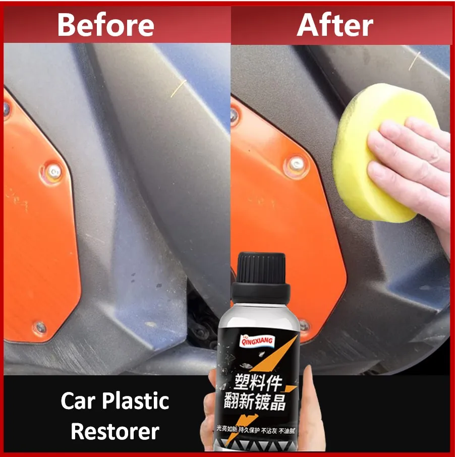 

Car Plastic Restorer Coating Agent Auto Plastic and Rubber Exterior Repair with Black Shine and Seal Brightening 30ML