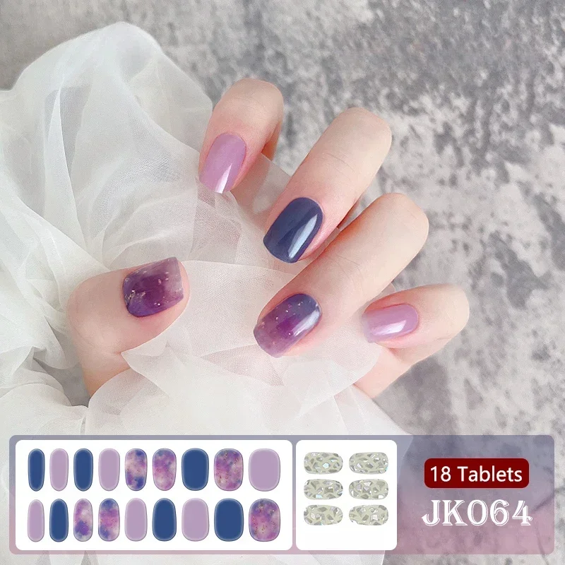 Easy DIY Semi Cured Gel Nail Strips Patch  Adhesive Manicure Decor Long Lasting Design Gel Nail Sticker UV Lamp Need