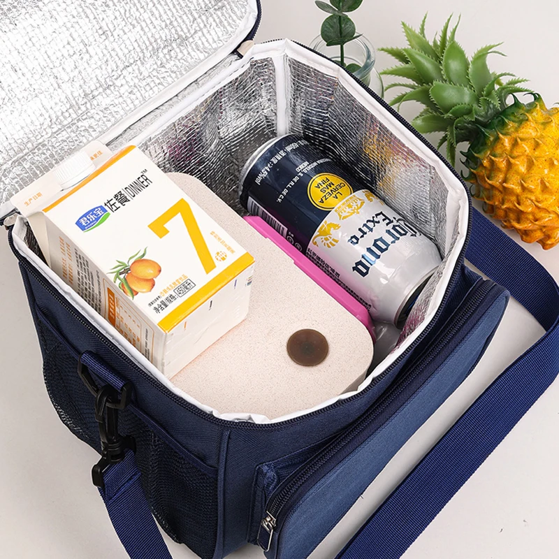 휴대용 야외 피크닉 크로스 바디 도시락 가방, 보온 대용량 아이스 백, 도시락 박스, 얼음 보관 숄더백