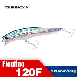 TSURINOYA 120F Shallow Floating Minnow Fishing Lure GORGO 0-30cm 120mm 20g  UV Sea Fishing Lure Seabass Beach Hard Bait