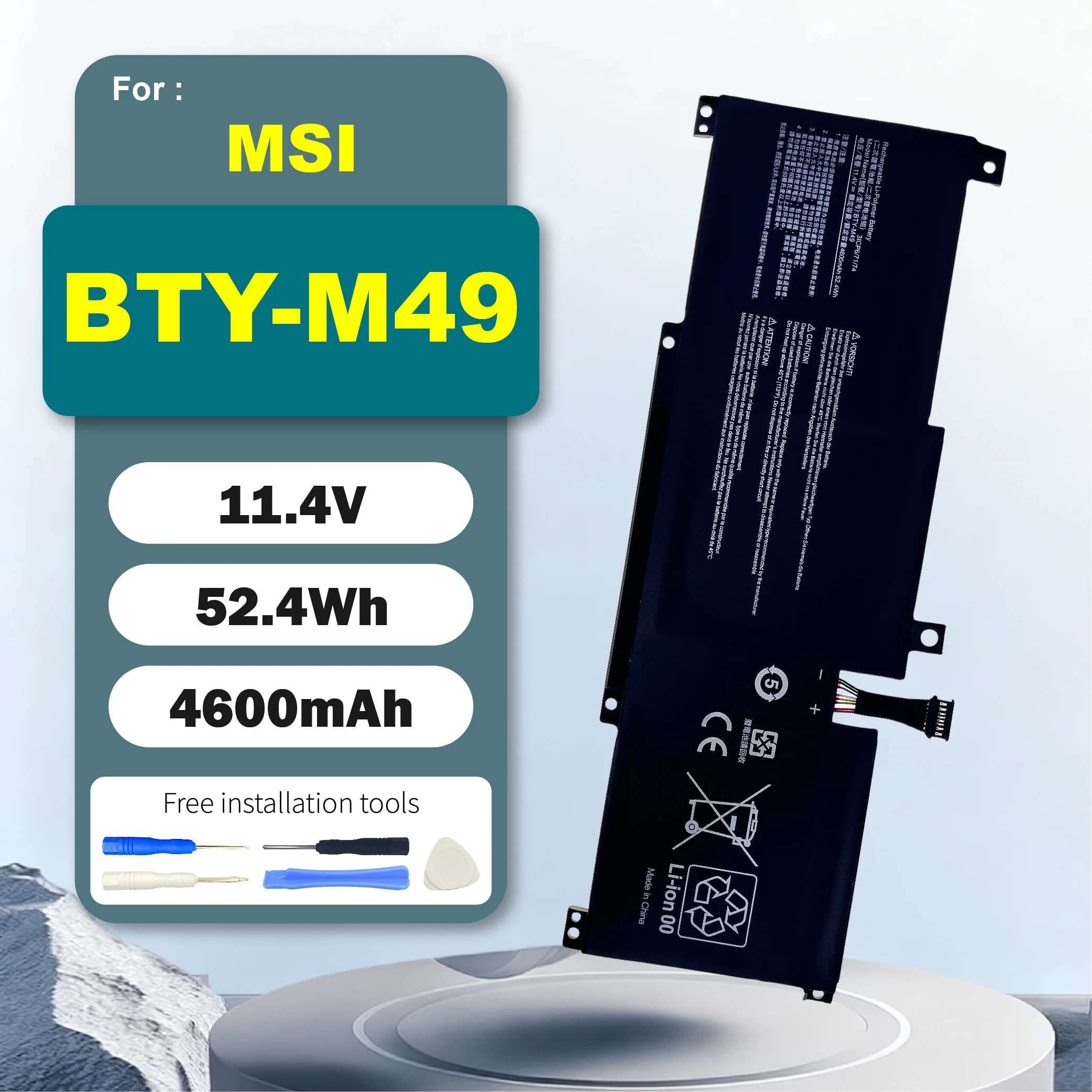 BTY-M49 Laptop Battery for MSI Prestige 14 A10M A10SC A10SC-009 A10RB MS-14C2 Summit E14 A11SCS Modern 14 B4M MS-14DK B10M