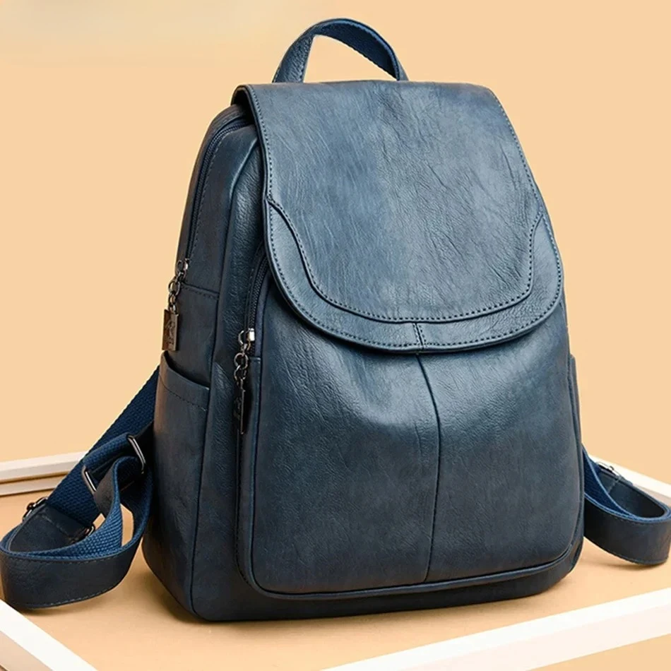 

Bagpack Genuine Women Soft Leather Backpack Fashion Female Shoulder Bag Sac a Dos Ladies Mochilas School Bags For Teenage Girls