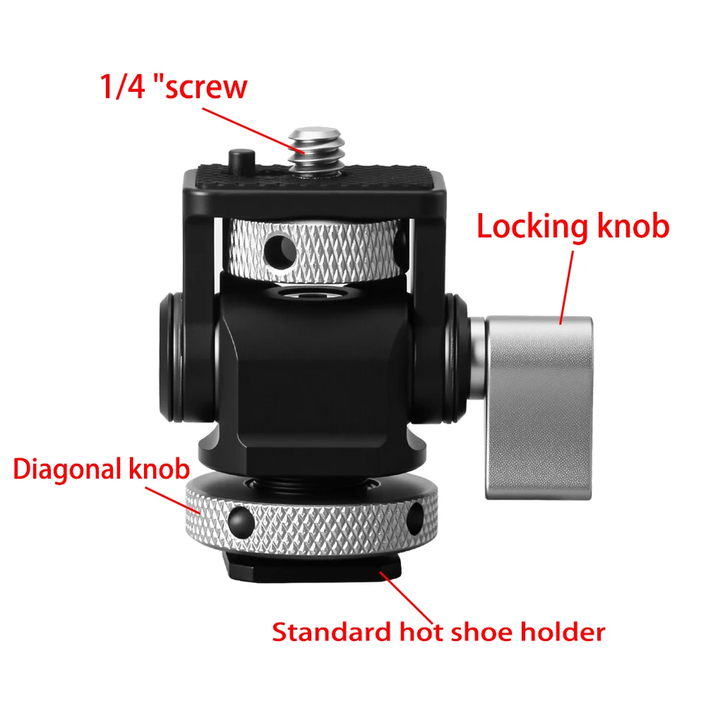 sgrium DSLR Camera Clamp Adjustable Monitor Mount with Cold Shoe Anti Twist 1/4" Screw for Monitor Flash Light DIY Attachmen