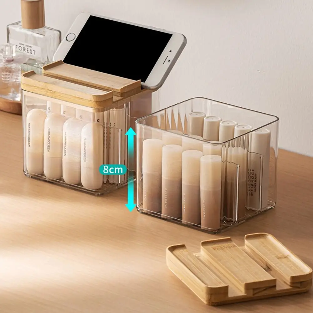 

Clear Makeup Brush Holder Large Capacity Waterproof Cosmetic Storage Box with Lid Dust-proof Pencil Display Cup