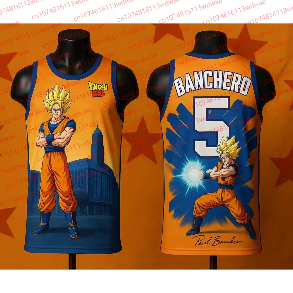 

Комплект баскетбольного трикотажа Paul Banchero 5 2025 Dragon Ball Super Saiya Баскетбольный жилет Гоку Спортивный баскетбольный трикотаж Американский жилет