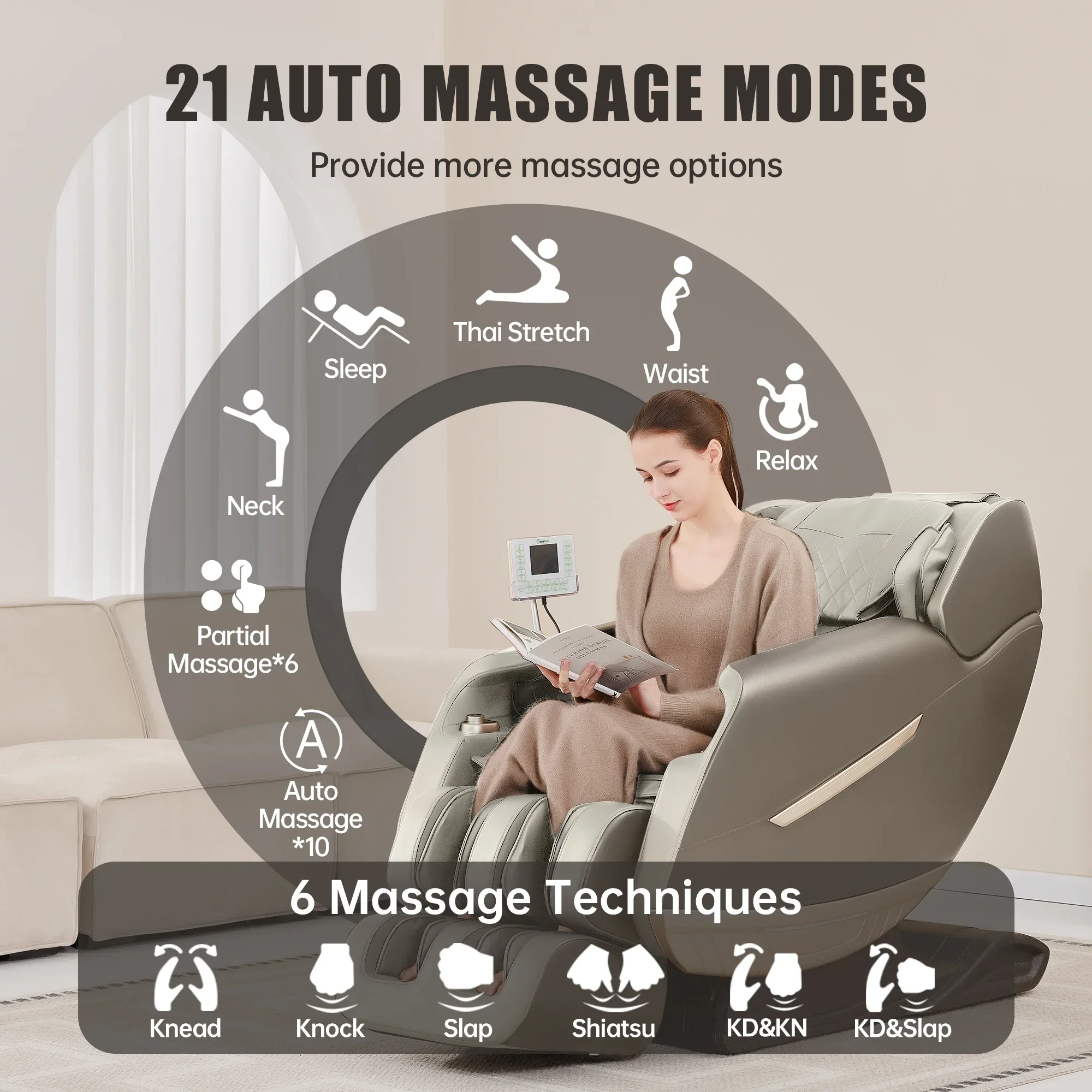 PS3800 3d Sl Timing Control Full Body Zero Gravity Portable Folded Roll Air Compress Foot Massage Recliner Chair Roller Machine