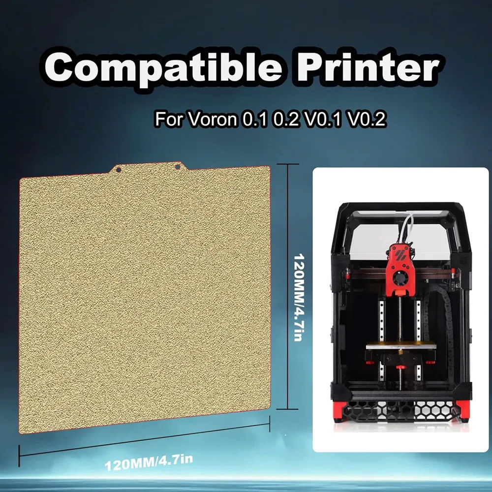 

Gold PEI Build Plate 120x120mm for Voron 0.1 0.2 V0.1 V0.2 Double Sided Textured PEI Flexible Spring Steel Sheet Heated Bed