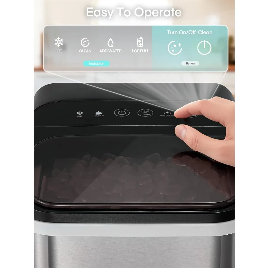 ماكينة صنع الثلج على سطح الطاولة بسعة 55 رطل/24 ساعة ماكينة ثلج بيليه قابلة للمضغ تتميز بوظيفة التنظيف الذاتي جاهزة في فقط #5