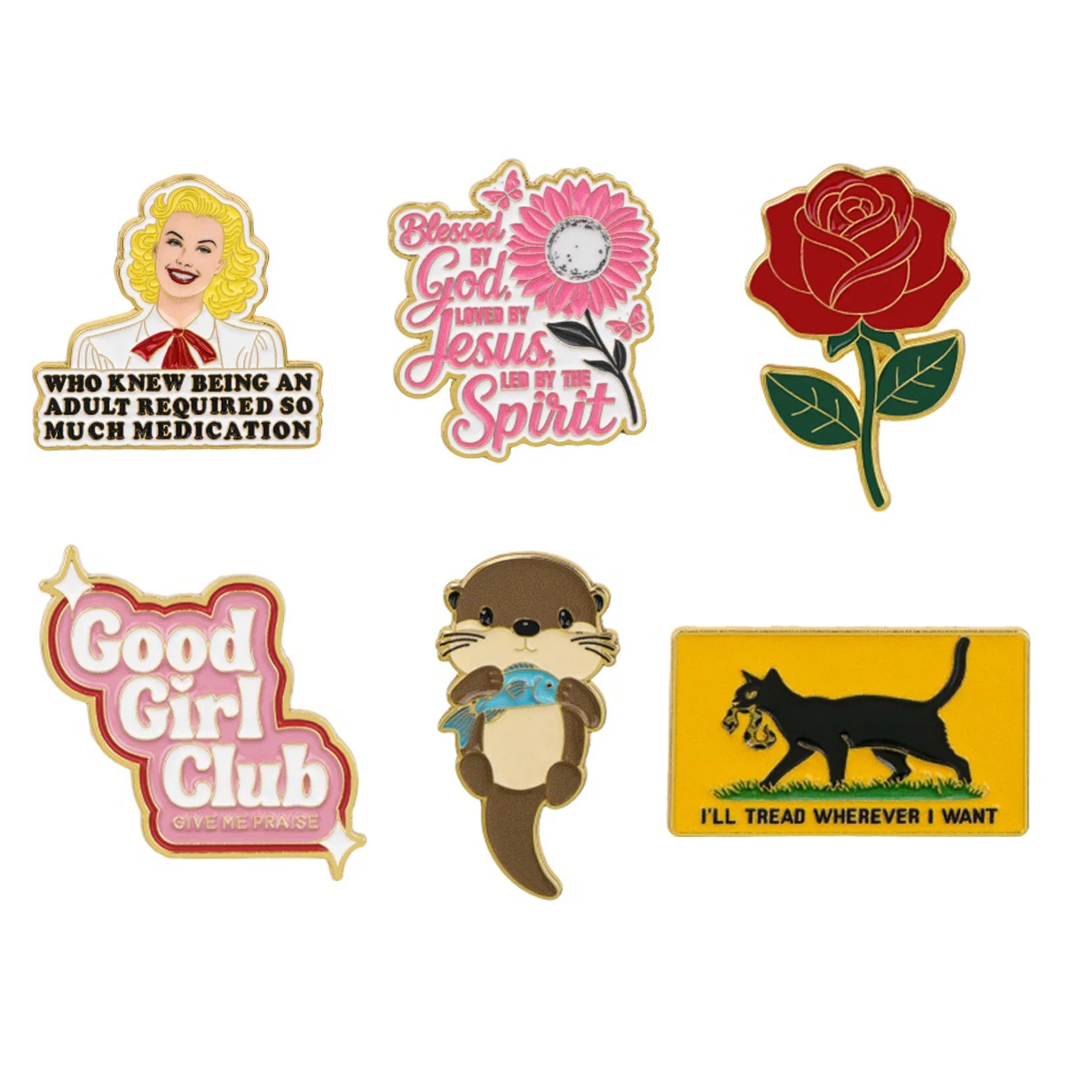Humorous Quotes Enamel Pin Cartoon Otter Brooch For Coat Flowers Brooches Fashion Lapel Badges Jewelry Gift for Friends