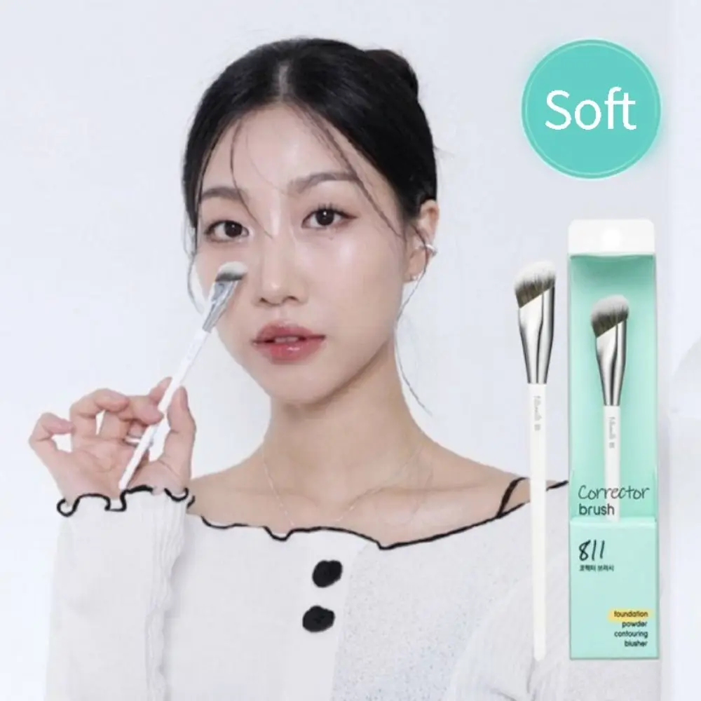 1 個斜めヘッドフェイスファンデーションブラシコレクターコンシーラーパウダー化粧ブラシ顔輪郭美容ツール