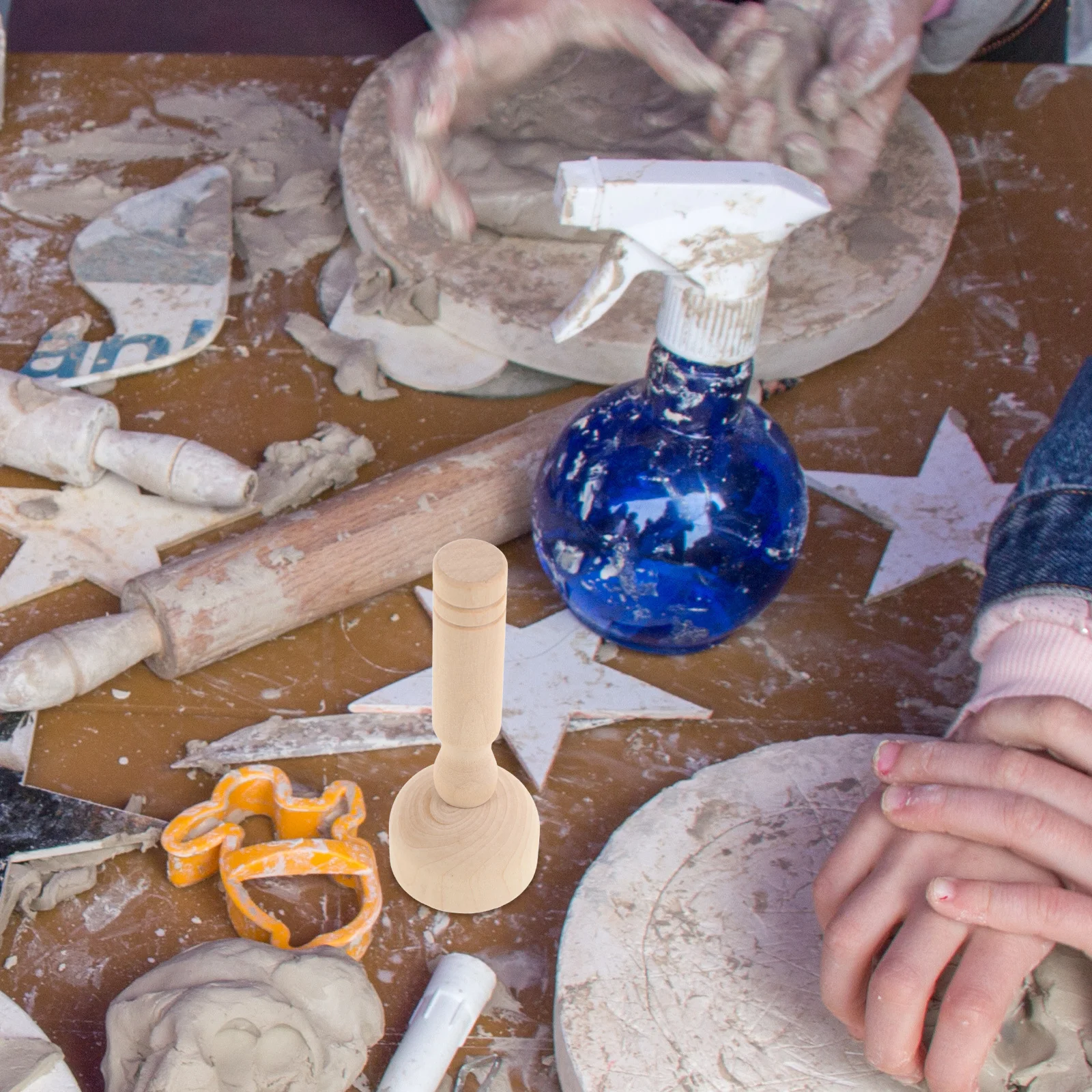 Set di timbri artigianali in argilla Strumenti di modellazione con manico in legno per lo sviluppo delle abilità motorie fini dei bambini e la progettazione delle texture in ceramica