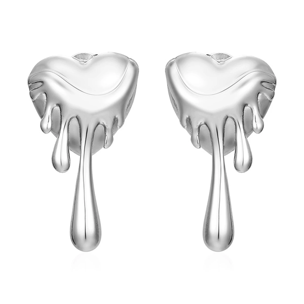 Trendy Heart Stud Earrings for Women Unique Melting Design Statement Jewelry Fashion Metal Drop Earrings for Party & Daily Wear