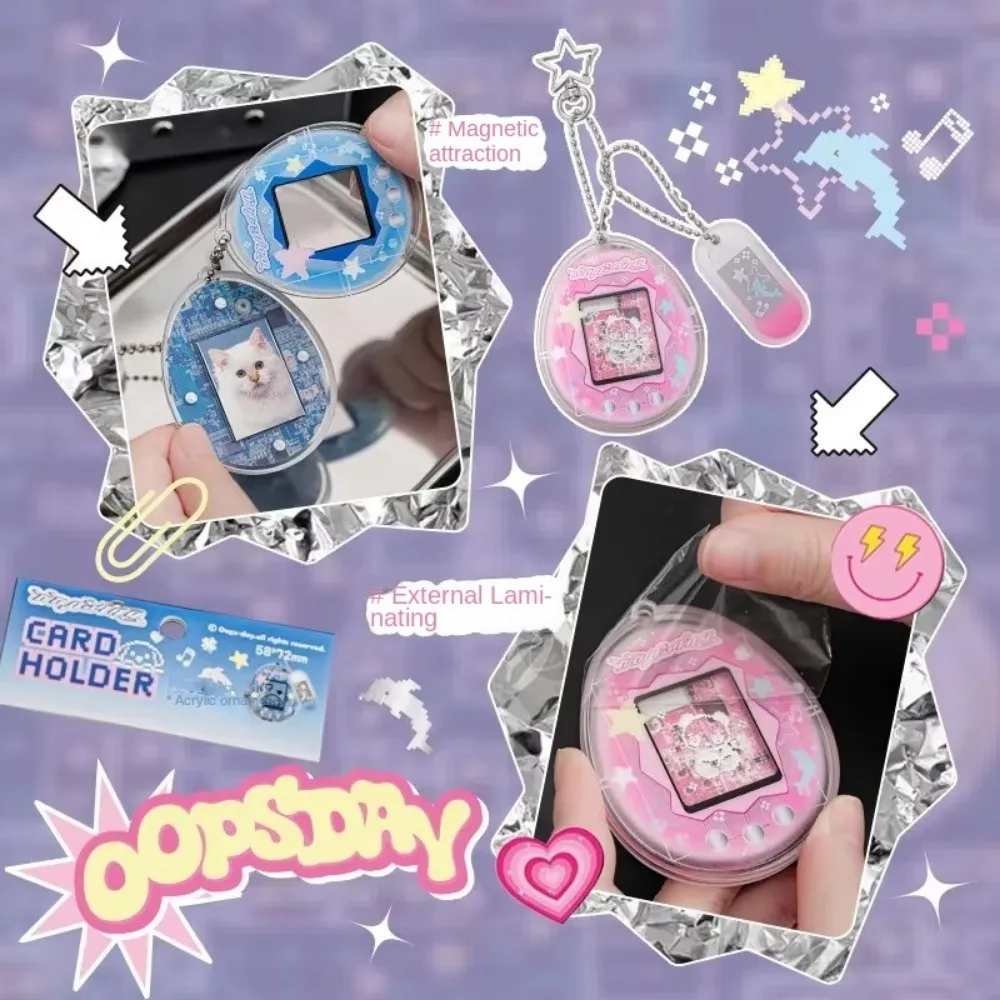 Sweet 1 Inch Photo Card Holder Mini Acrylic Hanging Kpop Idol Photocard Cover Picture Holder ID Family