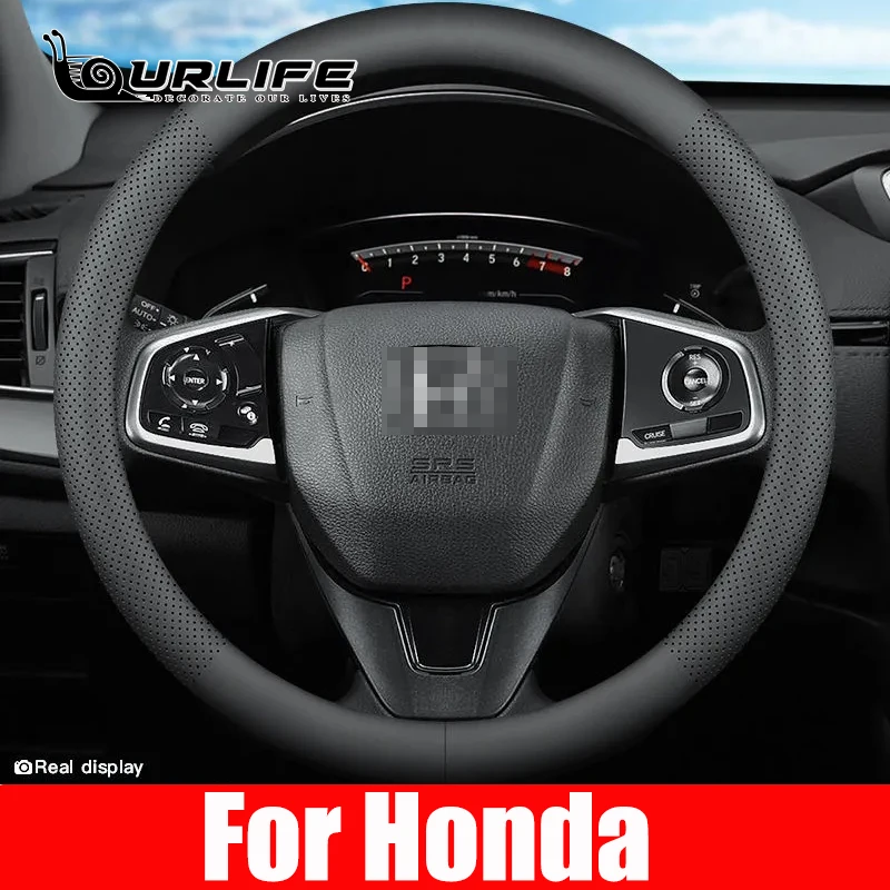 

Diameter 38 CM Car Steering Wheel Cover Leather Auto Accessories For Honda Civic Accord Fit Jazz CRV City Odyssey